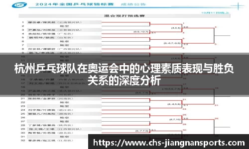 杭州乒乓球队在奥运会中的心理素质表现与胜负关系的深度分析